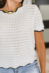 Pinkies Up Knit Top in White