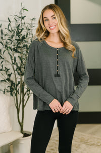 Rooftop View Raglan Sleeve Henley Top
