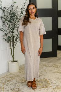 Soft But Savage Casual T-Shirt Dress in Beige