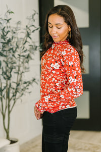 Somethings in the Air Lettuce Hem Longsleeve Top in Vermillion