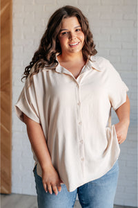 Sweet Simplicity Button Down Blouse in Oatmeal