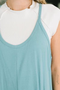 Totally Me Spaghetti Strap Jumpsuit Dusty Teal