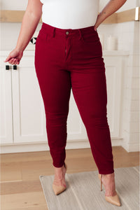 Wanda High Rise Tummy Control Skinny Jeans Scarlet