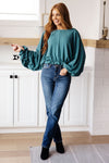 Winging It Ruffle Detail Top in Teal