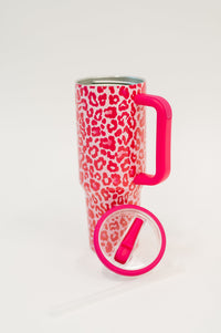 Yes, Girl, Yes Leopard Print Tumbler in Hot Pink