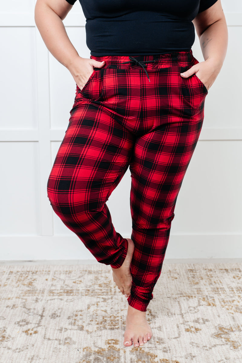 Your New Favorite Joggers in Red Plaid