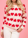 Valentine’s Day Fuzzy Heart Round Neck Long Sleeve Sweater