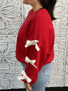 Contrast Bow Round Neck Long Sleeve Sweatshirt