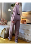 V-Neck Long Sleeve Top and Pants Set