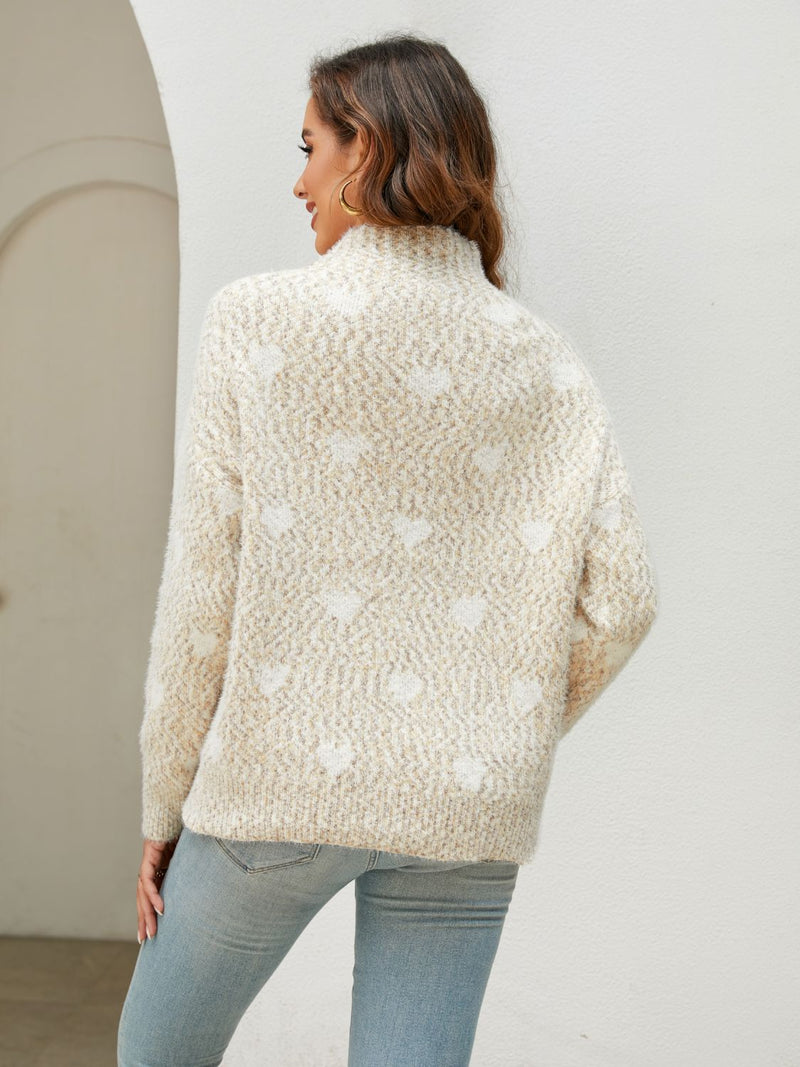 Heart Mock Neck Sweater