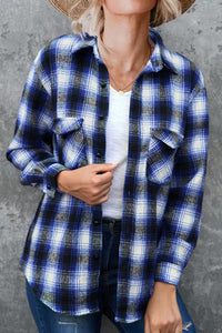 Full Size Plaid Collared Neck Long Sleeve Shirt