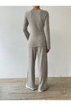 Ribbed V-Neck Long Sleeve Top and Pocketed Pants Set