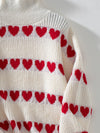 Heart Turtleneck Dropped Shoulder Sweater