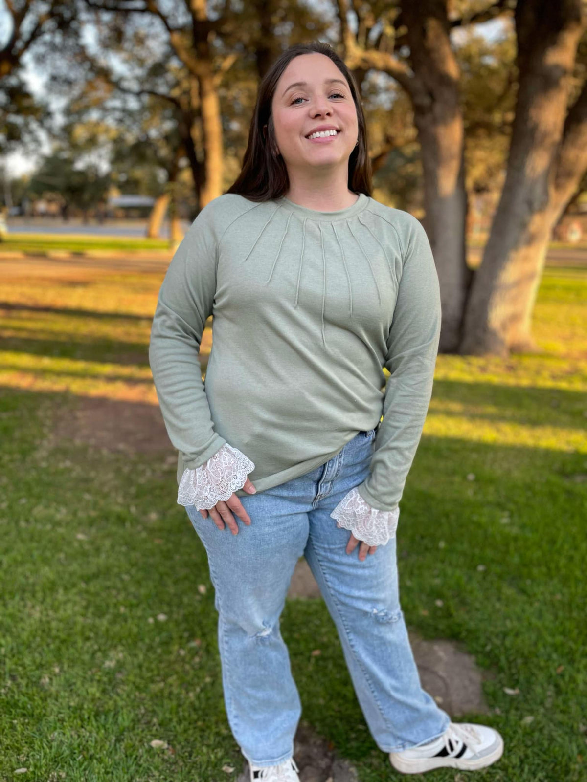 Beauty In The Details Lace Cuff Top in Two Colors