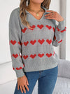 Heart Johnny Collar Long Sleeve Sweater