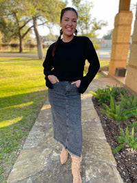 Worth The Risk Black Denim Skirt