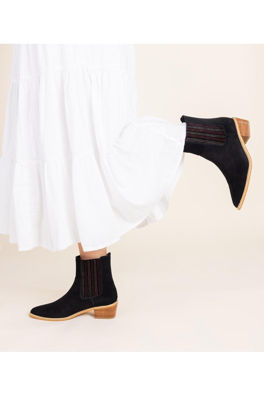Leonor Suede Ankle Boot in Black