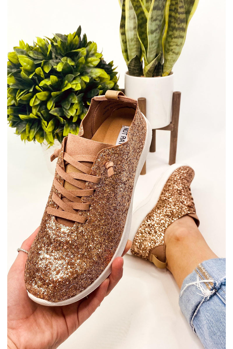 Mayo Glitter Sneaker in Rose Gold