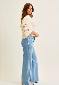 Judy Blue High Waist Retro Wide w/ Raw Twisted Outseam Jeans *PREORDER DEAL*