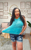 Zenana ribbed high collar tank