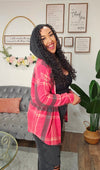 Plaid Button Down Hooded Shacket - T4962