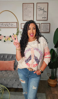 Peace & Floral Long Sleeve Top