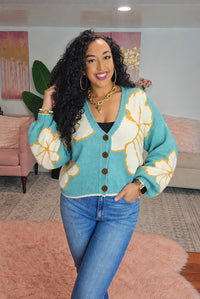 V-Neck Button-Down Knit Cardigan