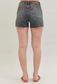 *Early Release* High Waist Cactus Embroidered Jean Shorts