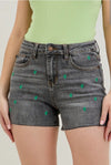*Early Release* High Waist Cactus Embroidered Jean Shorts