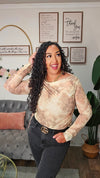 Cowl Neck Sheer Long Sleeve Top
