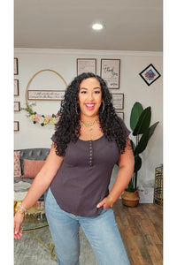 Zenana Waffle Knit Snap Top