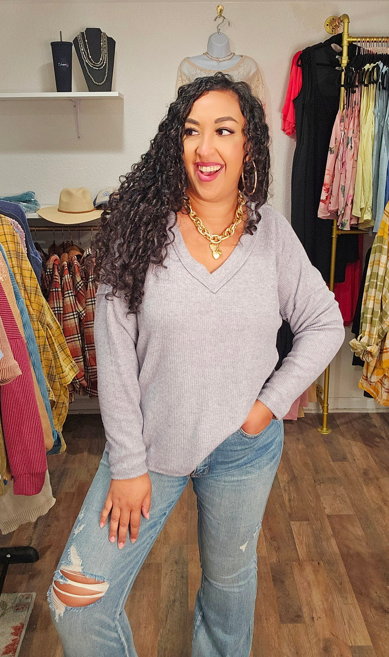 HT-2462 Courtney V-Neck Soft Thermal Top