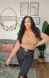 Surplice Ruched Mesh Top