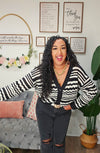 Striped knit Button Down Cardi