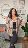 Plaid Button Down Hooded Shacket - T4962
