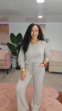 Ribbed Round Neck Top and Pants Set