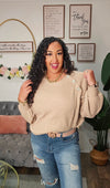 Shoulder Floral Button Knit Sweater