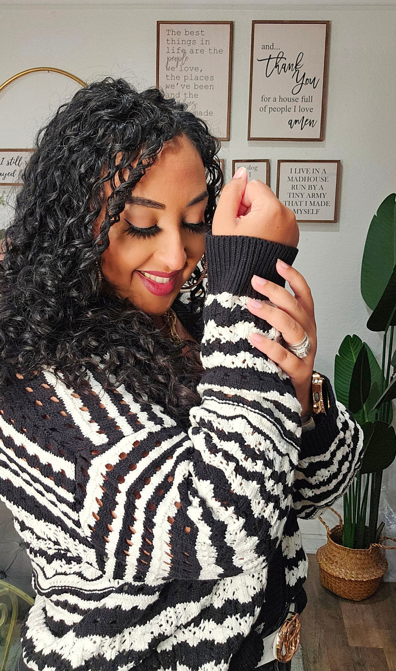Striped knit Button Down Cardi