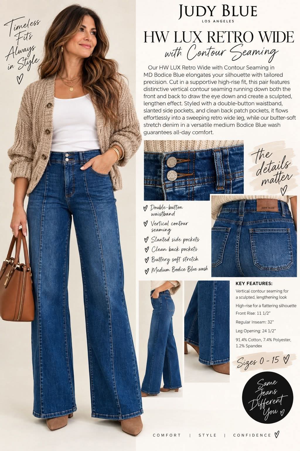 *PREORDER* Judy Blue High Waist Lux Retro Wide W/ Contour Seaming
