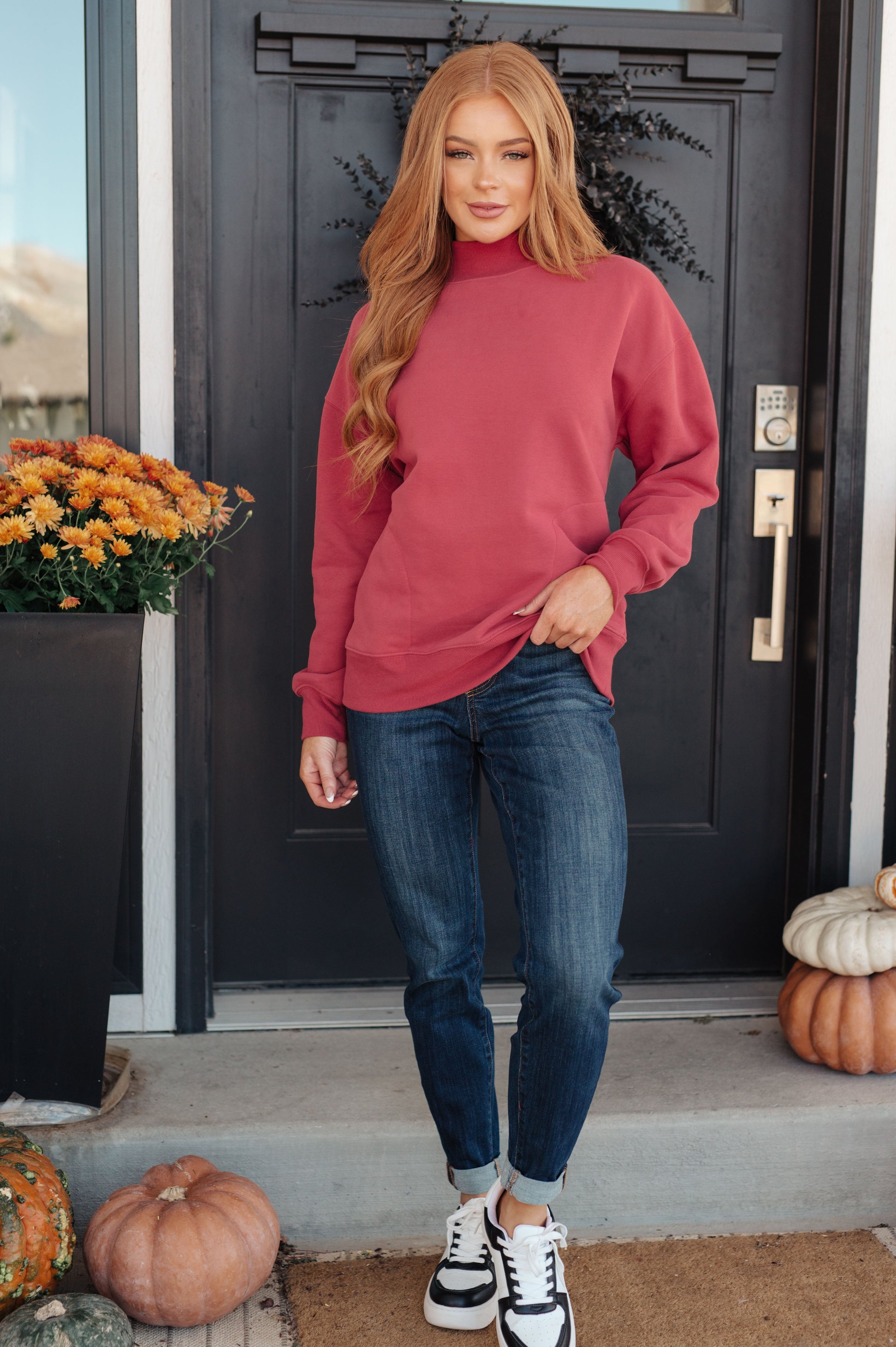 The Waffle Pullover in Cranberry – MeMi Collective