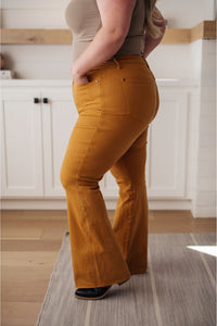 Melinda High Rise Tummy Control Flare Jeans in Marigold