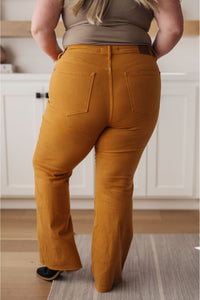 Melinda High Rise Tummy Control Flare Jeans in Marigold