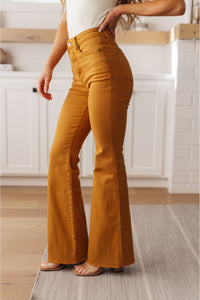 Melinda High Rise Tummy Control Flare Jeans in Marigold