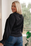 Peaceful Moments Smocked Sleeve Blouse in Black