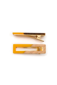 Two Tone Hair Clip Set in Yellow