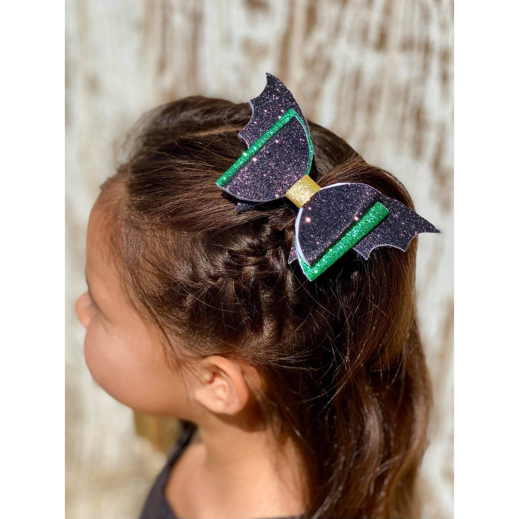 Green Bat Wings Bow